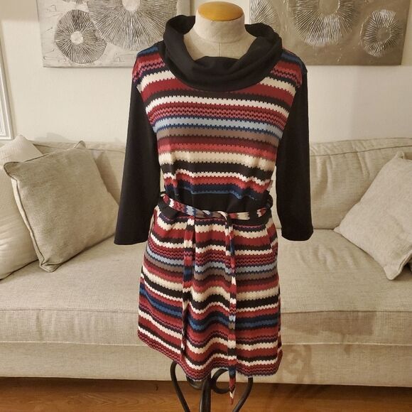 Papillon Belted Striped Sweater Dress - Picture 2 of 11